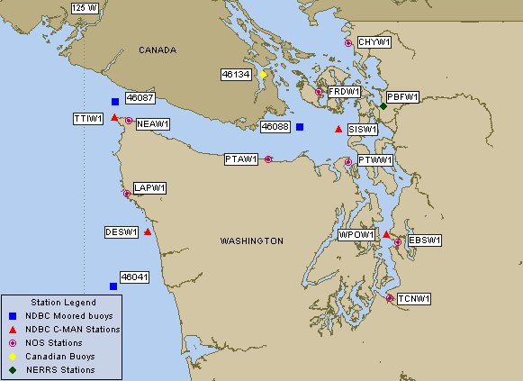 Mesomap of nearby weather buoys